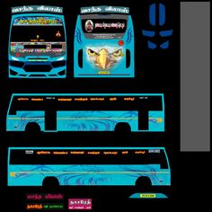 the front and back side of a bus with an image of a bird on it