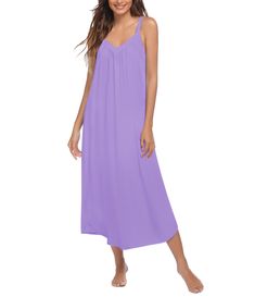 PRICES MAY VARY. ♥Soft and Breathable Nightgown - The Ekouaer Sleepwear is made of Good fabric(95% Polyester, 5% Spandex) that will wrap your skin cool and cozy all night, which is a Lightweight,Breathable fabric that does not wrinkle as much as 100% cotton shirt may do. Ultra-soft, comfortable and moisture-wicking, Not-see-through,Stretchy. ♥Loose Design and Hem Side Split - Our nightdress is designed with a Hem Side Split, a feminine and flattering hemline, even if it is long, you can still wa Purple Sleeveless Dress For Loungewear, Purple Sleeveless Lounge Dress, Comfortable Summer Nightgown For Bedtime, Purple Sleeveless Loungewear Dress, Sleeveless Purple Dress For Loungewear, Comfortable Summer Nightgown, Comfortable Sleeveless Sleepwear For Vacation, Solid Color Summer Night Sleepwear, Sleeveless Solid Color Summer Sleepwear