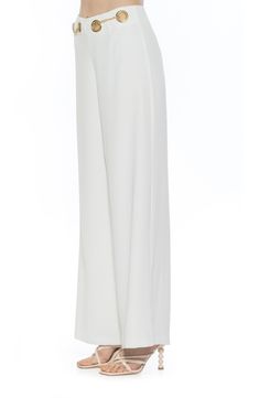 Chic High-waisted Wide Leg Pants With Side Slits, Elegant Wide Leg Pants With Side Slits, Evening Full Length Bottoms With Side Slits, Formal Full-length Bottoms With Side Slits, Chic Full-length Pants With Side Slits, Chic Full Length Pants With Side Slits, Elegant Trousers With Side Slits, Chic Full-length Bottoms With Side Slits, Chic Full Length Bottoms With Side Slits