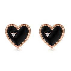 PRICES MAY VARY. 💗Material: The heart-shaped earrings are made of 925 sterling silver, combined with fine craftsmanship, to create a pair of exquisite earrings. A repeatedly polished zircon is inlaid on the left side of the heart, shining like a diamond 💗Design concept: The shape of the ear studs is a heart shape, with a shiny zircon embedded in the black surface. This indicates that we will find our partner in the vast crowd, illuminate the darkness with love, and use love to bring brilliant Black Heart-shaped Earrings For Gift, Black Earrings For Valentine's Day Anniversary, Black Earrings For Anniversary On Valentine's Day, Elegant Black Heart Earrings For Anniversary, Black Heart Earrings For Gift, Rose Gold Heart Earrings For Anniversary, Rose Gold Heart Earrings For Valentine's Day Formal, Black Sterling Silver Jewelry For Mother's Day, Rose Gold Heart-shaped Anniversary Earrings