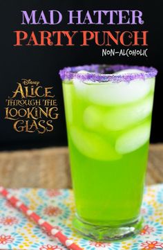 the mad hatter party punch from disney's alice through the looking glass is ready to be eaten