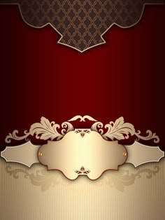 a red and gold background with an ornate frame