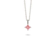 Front view of Princess pavÃ© 1/2 carat pendant with pink and white diamonds White Lab, Pave Pendant, Diamond Necklaces, Pink Princess, Ring Size Guide, Front View, 2 Carat, Pricing Jewelry, White Diamonds