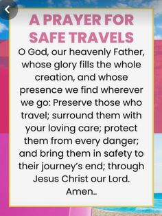 a prayer for safe travels on the beach