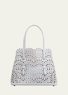 Alaia Mina, Laser Cutout, Perforated Leather, Zip Pouch, Open Top, Bergdorf Goodman, Leather Tote Bag, Top Designers, Leather Tote