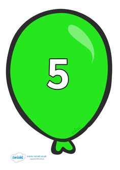 a green balloon with the number five on it