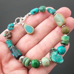 Turquoise Sterling Silver Bracelet Green Blue Gemstone Rustic - Etsy.de Southwestern Turquoise Gemstone Bracelets, Turquoise Gemstone Bracelet In Southwestern Style, Southwestern Turquoise Gemstone Bracelet, Artisan Turquoise Bracelets With Natural Stones, Bohemian Beaded Bracelets In Turquoise Chrysocolla, Artisan Turquoise Gemstone Bracelet, Adjustable Turquoise Beaded Chrysocolla Bracelet, Adjustable Turquoise Chrysocolla Beaded Bracelet, Southwestern Turquoise Hand-strung Bracelets