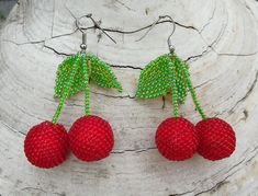 image 1 Handmade Cute Cherry Earrings, Handmade Cherry Cute Earrings, Festive Earrings, Earrings Double, Fruit Jewelry, Sequin Bag, Cherry Earrings, Amazing Gifts, Sweet Cherries