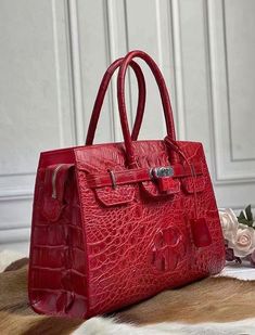 Leather Handbags Top Handle Padlock Bags Alligator And Crocodile, Trending Bags, Women Bags Fashion Handbags, Leather Bag Design, Leather Totes, Pretty Bags