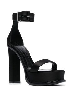 Designer Platform Sandals With Ankle Strap, Designer Ankle Strap Platform Sandals, Luxury Chunky Platform Heels With Open Heel, Luxury Open Heel Chunky Platform Heels, Luxury Chunky Platform Sandals, Luxury Open Toe Chunky Platform Heels, Luxury Black Chunky Platform Heels, Luxury Open Toe Heels With Chunky Platform, Luxury Chunky Platform Heels