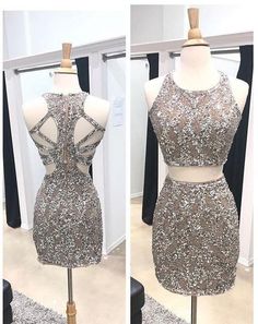 Two Piece Homecoming Dresses Sheath Prom Dresses With Sequins, Sequined Sheath Dress For Prom, Embellished Sequin Dress For Homecoming, Fitted Sheath Evening Dress With Sequins, Hoco Dresses Flowy, Hoco Dresses Red, Dresses Open Back, Hoco Dresses Long, Glamouröse Outfits