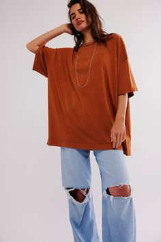 We The Free Devon Tee | Free People Oversized Cotton T-shirt With Batwing Sleeves, Relaxed Fall T-shirt With Shirttail Hem, Relaxed Shirttail Hem T-shirt For Fall, Relaxed T-shirt With Shirttail Hem For Fall, Oversized T-shirt With Frayed Hem For Spring, Oversized Drop Shoulder T-shirt For Everyday, Trendy Batwing Sleeve T-shirt For Fall, Oversized Effortless T-shirt For Fall, Relaxed Everyday Tops For Fall