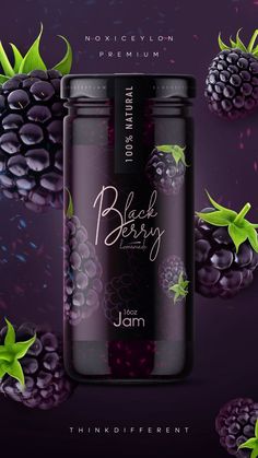 Blackberry Jam bottle Food Product Design, Label Botol, Jar Label Design, Strawberry Stamp, Jam Jar Labels, Jam Packaging, Spices Packaging, Label Packaging, Drinks Packaging Design