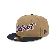 detroit tigers new era 59fifty fitted cap in tan and navy by new era