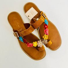 Avellini Leather 3d Floral Sandals Made In Italy Product Details: Genuine Leather Size: 8 (Us) / 39 (Eu) Floral Sandals, Blue Brown, Women's Shoes Sandals, Shoes Sandals, Color Blue, Genuine Leather, In Italy, Italy, Women Shoes