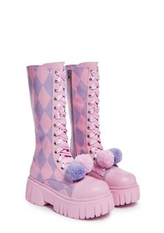 Clown antics platform boots - pink - kawaii, platform shoes, platform boots, pastel goth, Women’s size 9 Clown Boots, Rockstar Boots, Pastel Clown, Clown Girl, Clown Clothes, Clown Shoes, Dopamine Dressing, Cute Shoes Heels, Funky Shoes