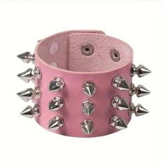 Pink Punk Spike Wrist Cuff Rivet Bangle Bracelet Vegan Leather Goth New Gift Brand New In Original Package No Tags Attached Punk Goth Style Rivet Spike Wrist Cuff Bracelet Double Snap Closure Silver Tone Metal Faux Leather Color: Pink Great Gift Idea Stocking Stuffer Secret Santa ***Check Out My Other Great Items*** Bundle & Save $$$ On Shipping (T3j199) Tags Home, Country ,Collectable, Vintage, Figurine ,Office, Boho, Hippie, Stylish, Gift, Fashion, Surfer, Vacation, Beach, Unisex, Vegan, Minim Punk Style Leather Cuff Bracelet, Metal Spiked Leather Bracelet For Parties, Punk Cuff Bracelets With Rivets, Rock Style Rivets Bracelets For Party, Punk Metal Bracelets With Studs, Silver Punk Leather Bracelet With Rivets, Rock Style Spiked Jewelry For Parties, Rock Style Spiked Party Jewelry, Trendy Adjustable Spiked Bracelets