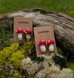 LoveStellaCo's Mushroom Earrings are finally here! 🍄  These are the most perfect accessory to every outfit no matter what season. These are a great gift for mushroom/plant lovers 🥰 Made with 100% Cotton Yarn and either Sterling Silver or Gold Vermeil. ( You may choose in the variations below).  Each pair of earrings ordered from my shop will come with a bonus rose quartz crystal! 🌹❤️ Crochet Plant Earrings, Crochet Mushroom Earrings, Mushroom Plant, Plant Earrings, Crochet Mushroom, Mushroom Earrings, Crochet Plant, Rose Quartz Crystal, Cotton Yarn