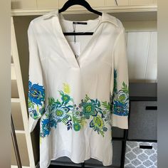 Brand New With Tags. Size Xs But Runs Bigger. Light Material Zara White Embroidered Summer Dress, Zara White Embroidered Long Sleeve Dress, Zara Shirt Dress, Zara Slip Dress, Zara V-neck Floral Summer Dress, Zara V-neck Floral Embroidered Dress, White Dresses For Women, Floral Print Midi Dress, Poplin Dress