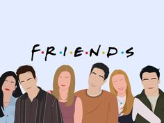 a group of people standing next to each other with the word friends in front of them