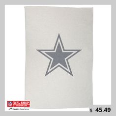 a gray and white towel with a star on the front, in grey font that reads aff shop