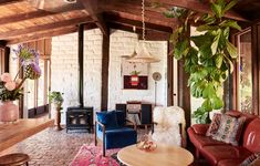 a living room filled with furniture and lots of plants