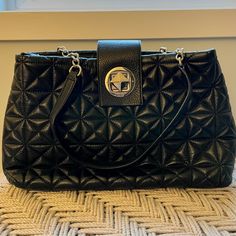 Kate Spade Quilted Whitaker Place Elena Shoulder Bag - 14"W X 9"H - Quilted Pebbled Leather - 14-Karat Gold Plated Turnlock - Interior Slide Pockets - Center Dividing Zipper Compartment Never Used. Like New. Kate Spade Black Satchel For Everyday, Kate Spade Black Everyday Satchel, Everyday Black Kate Spade Satchel, Kate Spade Black Satchel For Everyday Use, Kate Spade Black Travel Satchel, Kate Spade Black Satchel For Travel, Kate Spade Black Leather Satchel, Kate Spade Black Tote Satchel, Black Kate Spade Tote Satchel