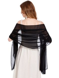 PRICES MAY VARY. One Size is:79inchs(200cm)*24inchs(60cm),Small Size is:72inchs(180cm)*18inchs(45cm) Chiffon shawl,fits all womens and girls This elegant scarves,women shawl and wraps is extra lightweight,soft,beautiful and versatile Great shawl and wrap to match your evening dress but not cover it.Also can be fold down to a very slim size,perfect to be use as a fashion scarf, headpiece during travel Uses: Sun Cape, air conditioning room shawl, warm scarf, beach shawl,wedding cape and so on. Gre Elegant Style Dress, Bridesmaid Wrap, Scarf Trends, Chiffon Shawl, Organza Wedding, Elegant Scarves, Dress With Shawl, Bridal Shawl, Chiffon Wrap