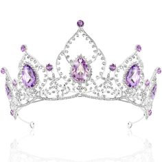 PRICES MAY VARY. 💐This tiara design based on simple and vintage style, greatly to show its culture and fashion. Alloy is with diamond look and hard texture for practicality and aesthetics. Best gift for Valentine's Day, Mother's Day, Valentine's Day, Thansgiving Day, Christmas, Birthdays, Engagement. 💐MATERIAL - Made of high-quality crystal, bling rhinestones and durable alloy materials, the tiara can stay sparking and shinning for a longtime. Sturdy alloy, well made, make sure for wearing com Tiara Design, Crowns For Women, Headband Bride, Bling Rhinestones, Wedding Purple, Crown For Women, Bride Headband, Bride Headpiece, Purple Gems