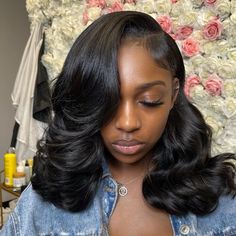 Side Part Sew In Braid Down, Sew In Curly Bob, Side Part Curly Bob, Affordable Human Hair Wigs, Best Lace Wigs, Birthday Plans, Silk Press Natural Hair, Sleek Ponytail Hairstyles, Hair Company