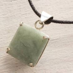 Handcrafted Silver and Apple Green Maya Jade Necklace - Abstract Square | NOVICA Jade Pendant Necklace, Jade Bangle, Jade Necklace, White Necklace, Handcrafted Necklace, Jade Jewelry, Apple Green, Jade Pendant, Jewelry Packaging