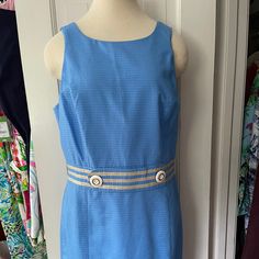 Nwt Lilly Pulitzer Sz 12 Kirkland Tide Blue Sleeveless Cotton Machine Washable Dress Msp $188.00 Dusk Dress, Zig Zag Dress, Pom Pom Dress, Floral Shift Dress, Windsor Dresses, Size 12 Dress, Lilly Pulitzer Dress, 50's Dress, Tie Dress