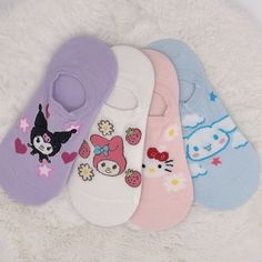 The Cutest Sanrio Foot Socks! Perfect For Any Sanrio Collector/Fan. Fits Women Size 5-8 Bundle And Save On Shipping Cute Non-slip Socks For Spring, Trendy Purple Cotton Socks, Comfortable Purple Cotton Socks, Sanrio Socks, Pastel Clothes, Sanrio Accessories, Sanrio Pink, Foot Socks, Pastel Outfit