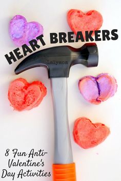 a hammer with hearts on it and the words heart breakers written above it in black