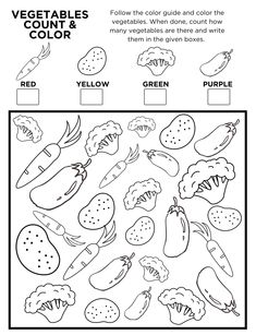 vegetables count and color worksheet