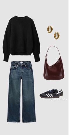 Cold Museum Outfit, Dark Jean Outfits, Navy Blue Tshirt Outfit, Flattering Outfits For Big Stomach, Front Desk Outfits, Black Crewneck Outfit, Brewery Outfit, Looks Pinterest, Mode Zara