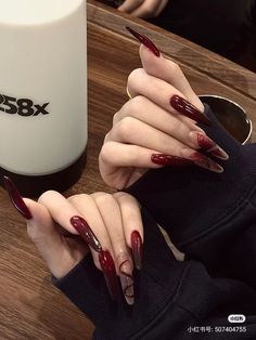 Vampire Nails Coffin, Vampire Nails Acrylic, Vampire Inspired Nails, Vampire Red Nails, Vampire Nails Aesthetic, Office Nails, Acrylic Nails Stiletto, Purple Acrylic Nails