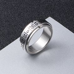 New Punk Ring Watch Rotatable Digital Ring Rotatable Titanium Ring Geometric  Jewelry Rings for Man