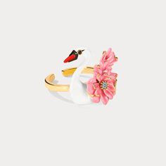 Selenichast Elegant Swan Ring, Swan Jewelry, Bella Swan Ring, Enamel Swan And Flower Adjustable Ring, Anniversary Rings for Her Bella Swan Ring, Swan Ring, Swan Jewelry, Swan Design, Anniversary Rings For Her, Bella Swan, Dinner Parties, Rings For Her, Adjustable Rings