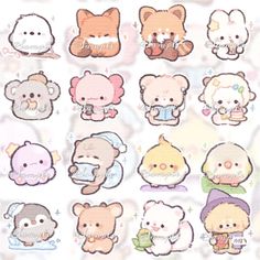 some cute little bears with different expressions on them