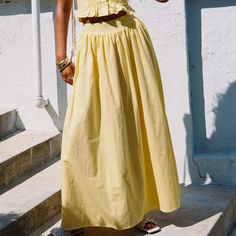 Brand New With Tags Size 2 Just A Little Too Small On Me, Had To Size Up Bohemian Yellow Lined Maxi Skirt, Yellow Cotton Flowy Maxi Skirt, Yellow Lined Maxi Skirt, Yellow Relaxed Flared Maxi Skirt, Yellow Full Maxi Skirt, Yellow Maxi Skirts, Skirt Aesthetic, Princess Polly, Maxi Skirt