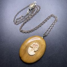 Celluloid Wooden Cameo Pendant Necklace Oval Antique or Vintage | eBay Cameo Pendant Necklace, Cameo Pendant, Long Pendant, Necklace Chain, Vintage Jewelry, Pendant Necklace, Chain, Pendant