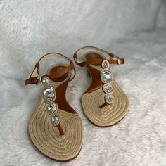 These Are Brand New, Never Worn Michael Kors Size 8 Sandals. Comes From A Smoke And Pet Free Home. Elegant T-strap Sandals With Flat Heel For Vacation, Elegant Flat Heel Sandals For Beach Season, Elegant Round Toe Sandals For Beach Season, Elegant Ankle Strap Sandals For Vacation, Chic T-strap Sandals With Open Heel For Vacation, Elegant T-strap Toe Post Sandals For Vacation, Elegant Synthetic T-strap Sandals For Beach, Elegant Flat Sandals For Beach Season, Elegant T-strap Sandals With Ankle Strap For Vacation