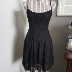 New With Tags. Absolutely Gorgeous. Adjustable Straps With Zipper On The Side. Fully Lined. Black Lace Dress Straps, Camisole Dress, Lace Camisole, Dream Style, Black Lace Dress, Hoco Dresses, 8th Grade, Virtual Closet, Clothing Ideas