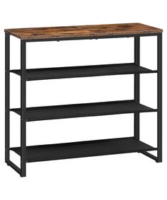 an industrial style shelving unit with three shelves and one shelf on each side,