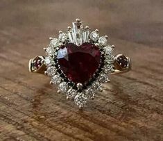 3.5Ct Heart Lab Created Diamond Garnet Engagement Ring 14K Yellow Gold Plated | eBay Garnet Heart, Red Diamond, Jewelry Lookbook, Proposal Ring, Stone Engagement, 925 Silver Jewelry, Halo Ring, Dream Jewelry, Diamond Halo