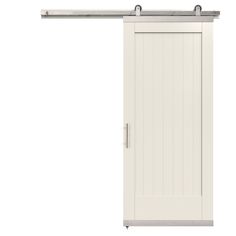 The JELD-WEN Modern Molded DesignGlide Barn Door Kit combines sleek styles with contemporary hardware. Looks great in a home office, pantry, closet, bathroom or laundry room. They're also a perfect choice for tight spaces. JELD-WEN 36-in x 96-in Primed Plank MDF Solid Core Barn Door (Hardware Included) in White | LOWOLJW248000100 Barn Doors For Bathroom, Single Barn Door, Barn Door Pantry, Closet Bathroom, Office Pantry, White Barn Door, Barn Door Kit, Pantry Closet, Door Kit