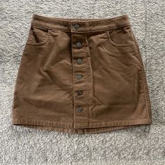 Light Brown/Caramel Color Corduroy Button Down Skirt From Express! New With Tags, Never Worn! Cheap Brown Party Bottoms, Brown Corduroy Bottoms With Button Closure, Casual Brown Corduroy Skirt, Casual Brown Button-up Bottoms, Brown Corduroy Bottoms With Buttons, Casual Brown Skirt With Buttons, Trendy Brown Skirt With Button Closure, Trendy Brown Bottoms With Buttons, Brown Cotton Skirt With Buttons