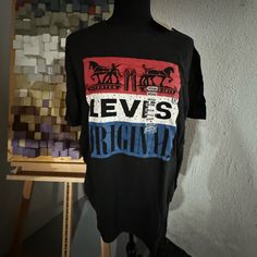 Levi’s T-Shirt Short Sleeves Black Size: M New! With Tags! Levi's Cotton Shirt With Graphic Print, Levi's Black Short Sleeve T-shirt, Levi's Black Graphic Print Top, Levi's Black Short Sleeve Tops, Levi's Black Casual T-shirt, Levis Shirt, Black Levis, Levis Men, Shirt Color