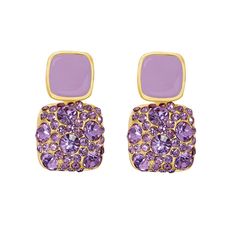 Stud Earrings Color: Purple Alloy Ships Same Day Or Next! Purple Diamond Earrings Studs, Par Violet Earrings, Double Stud Earrings, Purple Drop Earrings, Violet Earrings, Purple Dangle Earrings, Purple Diamond, Alloy Earrings, Purple Earrings